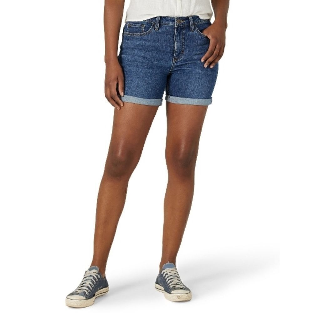 Lee Women's Mid-Rise Cuffed Denim Jean Shorts Size 18 M